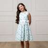 Linen Sleeveless Peter Pan Collar Tea Dress with Waist Sash, Coastal Cottage Floral - Dresses - 3