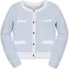 Organic French Terry Contrast Trim Cardigan, Light Blue Heather - Sweaters - 1 - thumbnail