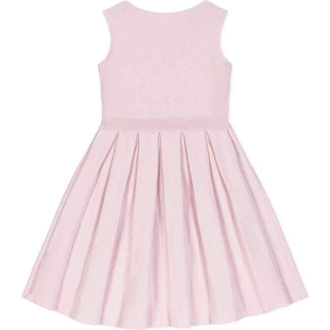 Organic Sleeveless Pleated Sweater Dress with Bow, Rose Marl - Dresses - 2