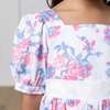 Organic Short Sleeve Puff Sleeve Party Dress, Bouquet Floral - Dresses - 4