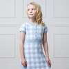 Organic Short Sleeve Button Front Sweater Dress, Classic Blue Gingham - Dresses - 4