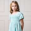 Linen Smocked Short Bubble Sleeve Dress, Tea Room Floral - Dresses - 4
