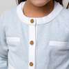 Organic French Terry Contrast Trim Cardigan, Light Blue Heather - Sweaters - 4