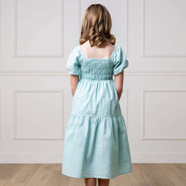 Linen Smocked Short Bubble Sleeve Dress, Tea Room Floral - Dresses - 5