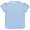Organic Puff Sleeve Jersey Knit Polo, Classic Blue with White - Polo Shirts - 2