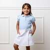 Organic Puff Sleeve Jersey Knit Polo, Classic Blue with White - Polo Shirts - 3