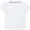 Organic Puff Sleeve Jersey Knit Polo, White with Navy - Polo Shirts - 2