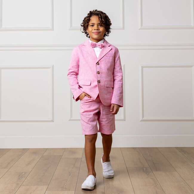 Linen Blend Short, Rose Linen - Shorts - 3