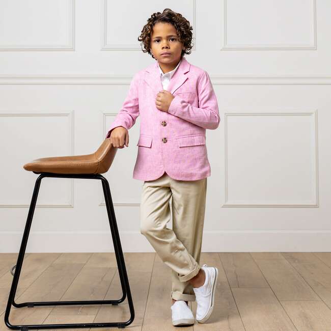 Linen Suit Jacket, Rose Linen - Blazers & Sport Coats - 3