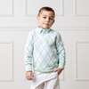 Organic Long Sleeve Fine Gauge V-Neck Sweater, Coastal Cottage Argyle - Sweaters - 3