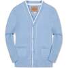 Organic Long Sleeve Tipped Cardigan Sweater, Classic Blue - Sweaters - 1 - thumbnail