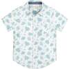 Linen Short Sleeve Button Down Shirt, Coastal Cottage Floral - Button Downs - 1 - thumbnail