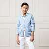 Organic Long Sleeve Tipped Cardigan Sweater, Classic Blue - Sweaters - 3
