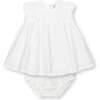 Short Sleeve Special Occasion Linen Pintuck Dress, Soft White Pintuck - Dresses - 1 - thumbnail