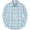 Linen Long Sleeve Button Down Shirt, Tea Room Blue Plaid - Button Downs - 1 - thumbnail