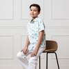 Linen Short Sleeve Button Down Shirt, Coastal Cottage Floral - Button Downs - 3