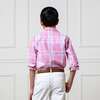 Linen Long Sleeve Button Down Shirt, Tea Room Pink Plaid - Button Downs - 5