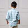 Linen Long Sleeve Button Down Shirt, Tea Room Blue Plaid - Button Downs - 5