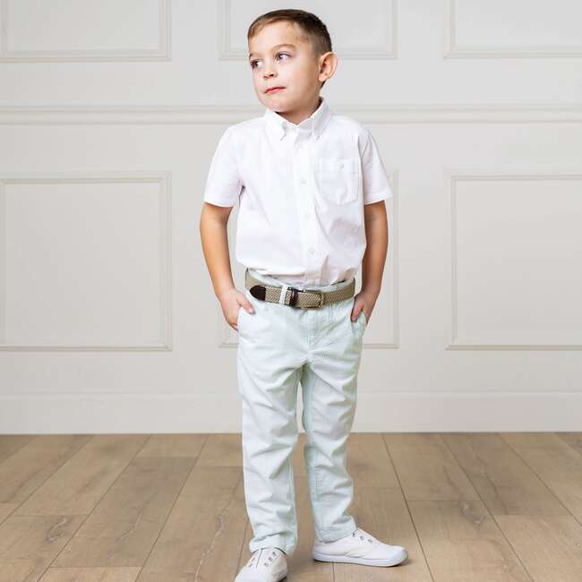Organic Seersucker Suit Pant, Mint Seersucker - Pants - 3
