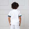 Organic Short Sleeve Knit Pique Polo Shirt, White with Navy and Green - Polo Shirts - 5