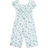 Linen Puff Sleeve Smocked Waist Jumpsuit, Coastal Cottage Floral - One Pieces - 2
