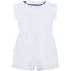Linen Peter Pan Collar Button Front Romper, White Court Pinstripe - Rompers - 2