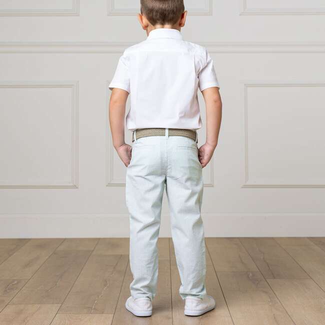 Organic Seersucker Suit Pant, Mint Seersucker - Pants - 4