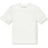 Organic Short Sleeve Ruffle Edge Sweater Knit Top, White Diamond - Sweaters - 1 - thumbnail