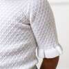 Organic Short Sleeve Ruffle Edge Sweater Knit Top, White Diamond - Sweaters - 4