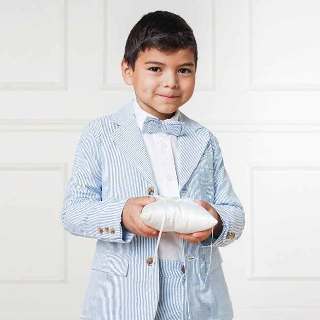 Organic Classic Seersucker Suit Jacket, Blue Seersucker - Blazers & Sport Coats - 3