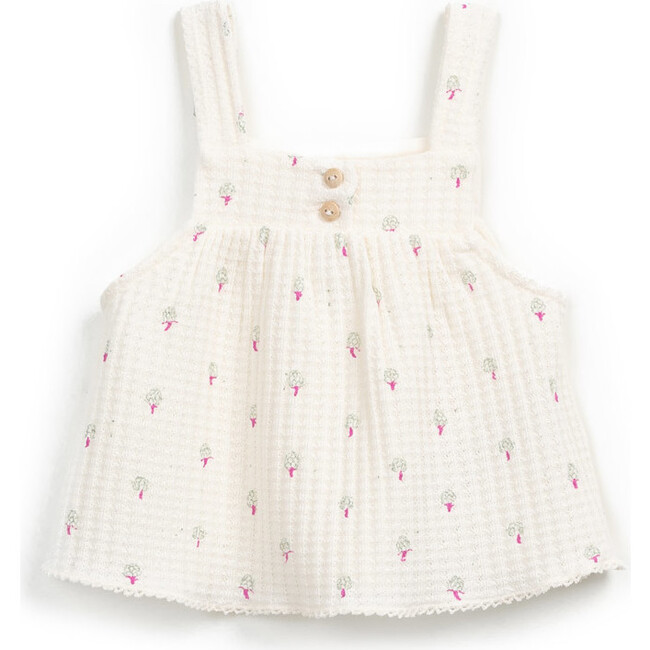 Waffle Knit Tank Top, Cream - Tank Tops - 2