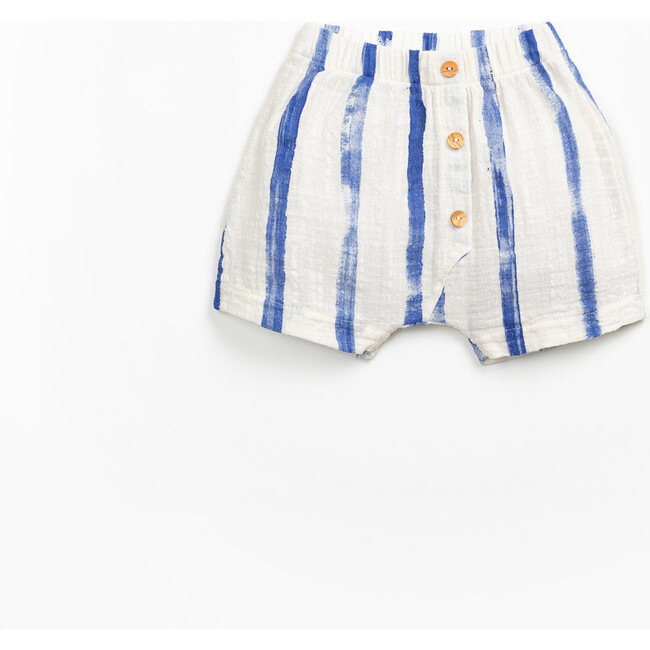 Striped Woven Shorts, White