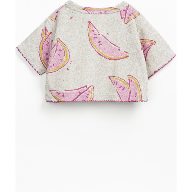 Baby Terry Short Sleeve Watermelon Print Sweater, Beige - Sweaters - 2