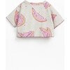 Baby Terry Short Sleeve Watermelon Print Sweater, Beige - Sweaters - 2