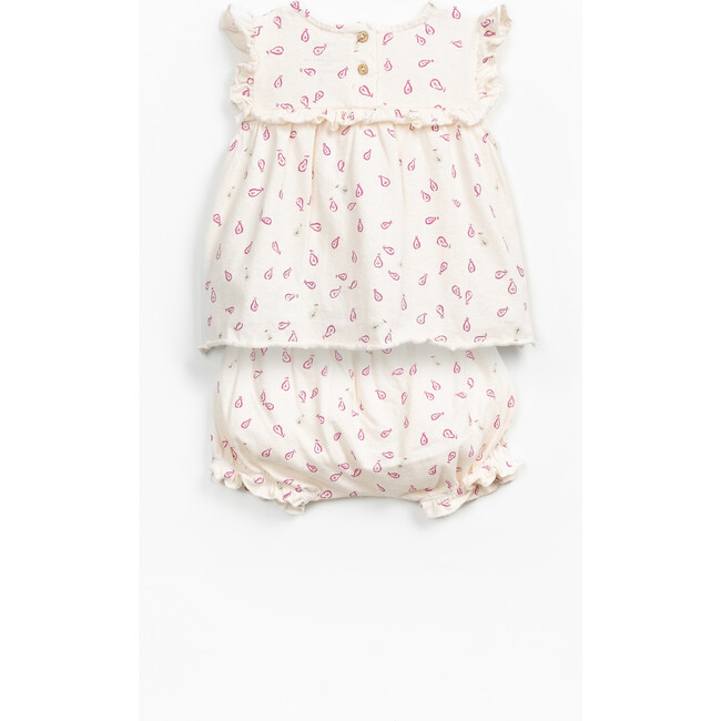 Tunic + Bubble Short Pear Print Lounge Set, Cream - Pajamas - 2