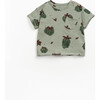 Strawberry Print Tee, Green - T-Shirts - 1 - thumbnail