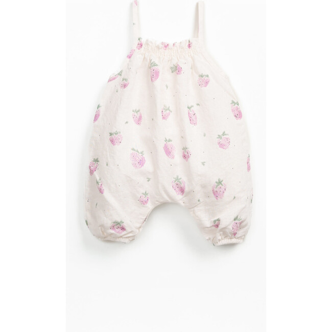 Strawberry Print Jumpsuit, White