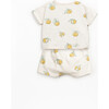 Short Sleve + Shorts Pajama Set, White - Pajamas - 2