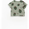 Strawberry Print Tee, Green - T-Shirts - 2