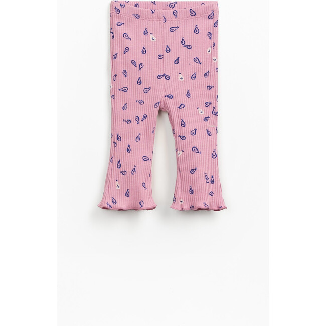 Ribbed Pear Print Leggings, Pink