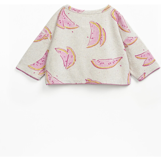 Short Sleeve Watermelon Print Terry Sweater, Beige - Sweaters - 2