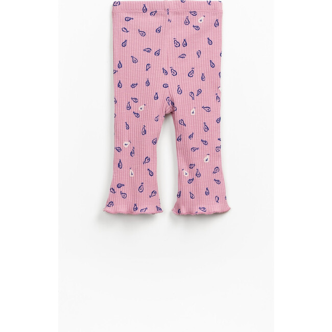 Ribbed Pear Print Leggings, Pink - Leggings - 2