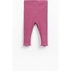 Ribbed Leggings, Burgundy - Leggings - 1 - thumbnail