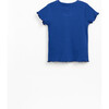 Ribbed Cap Sleeve Tee, Blue - T-Shirts - 2