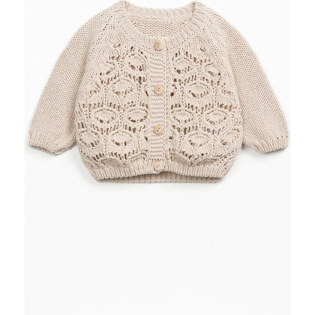 Pointelle Cardigan, Beige