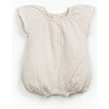 Pointelle Cap Sleeve Romper, Beige - Rompers - 1 - thumbnail