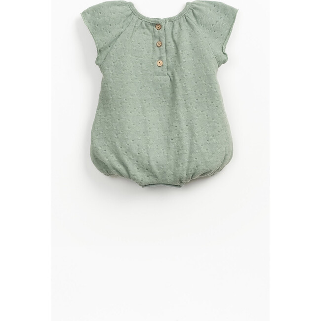 Pointelle Cap Sleeve Romper, Green - Rompers - 2