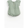 Pointelle Cap Sleeve Romper, Green - Rompers - 2
