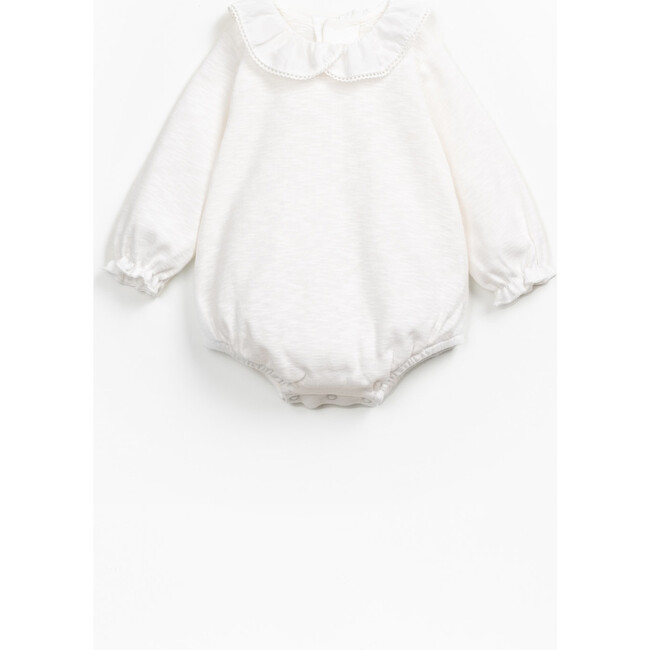 Long Sleeve Bubble Onesie, White