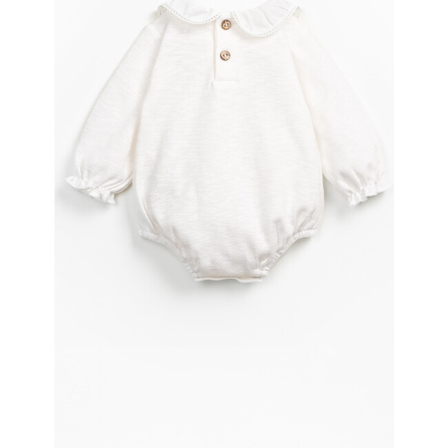 Long Sleeve Bubble Onesie, White - Onesies - 2